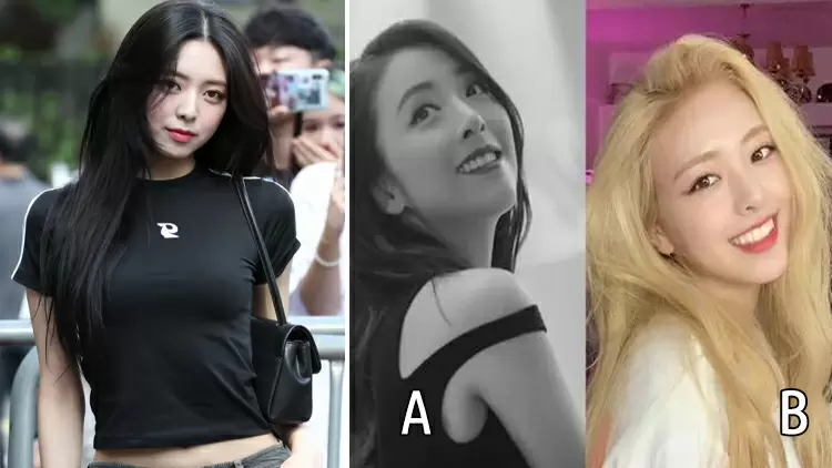 Who do you think looks more like the person in the photo on the left in this group photo on the right?