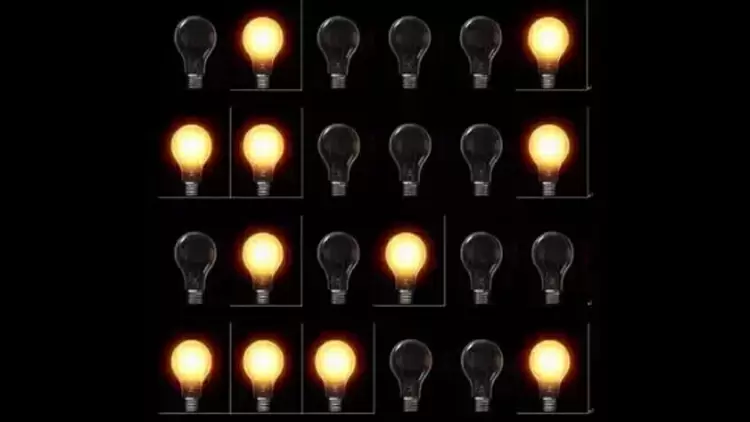 Please complete your memorization of this chart in 10 seconds. Please tell me how many bulbs are lit in the fifth column?