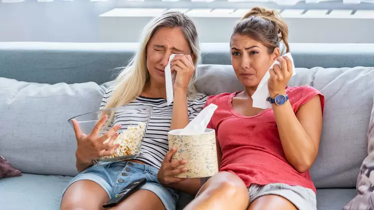 I often can't help crying when watching sad movies.